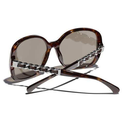 CHANEL Sunglasses: Square Sunglasses, metal, calfskin